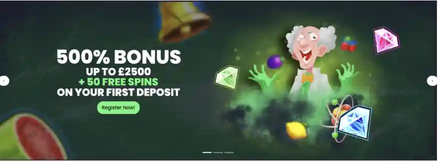 Actuele Doctor Spins-homepage of lobby met het echte merk en de navigatie zichtbaar